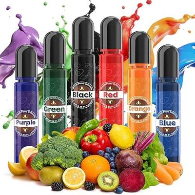 Natural Food Coloring 6 Colors x 10ml, FD&C & Artificial Dye Free Food Coloring Liquid Set, Natural Ingredients Edible Paint for Baking, Cake Decorations, Frosting, Fondant, Stable Color Performance, Easy to Color