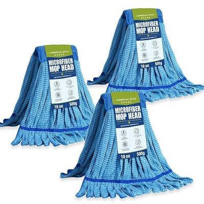 3 Pack Commercial Microfiber Mop Heads, 18 oz Heavy Duty Tube Refill - Blue | Commercial Mop Replacement,Looped-End Design,Wet Mop Refill,Machine Washable & Reusable,Industrial & Household Cleaning