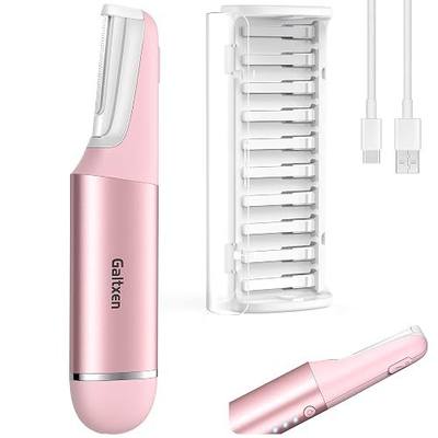 Dermaplane Razor for Women Face Facial Hair Removal for Women,Pink | Dermaplaning Tool for Face Facial Exfoliation & Peach Fuzz Hair Removal, Eyebrow Razor Trimmer, 3 Speeds & 10 Refill Blades