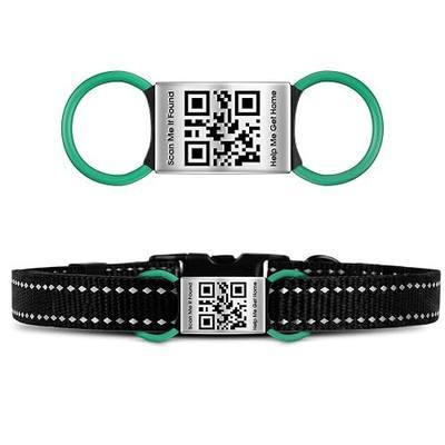 TechMark QR Code Dog Tags Personalized Ultra Durable Custom– Laser Engraved | Stainless Steel, Real-Time Scan Alerts Editable Profile, No Subscription Fees, Curved Rectangular, L for 3/4" Collars