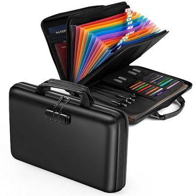 Fireproof Document Safe Box with Lockable Zipper, Hard-shell, 13 Pockets, Waterproof for Important Papers Binder, Fire/Water Resistant File Box for Travel, Home & Office, Organizer for Passport, Cards