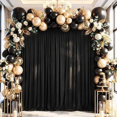 10x8FT Black Backdrop Curtains for Wedding Parties, Ultra Drapey & Silky Drapes for Backdrop Skin-Friendly & Soft Background Curtains for Birthday, Photography Decoration (2 Panels, 5x8FT)