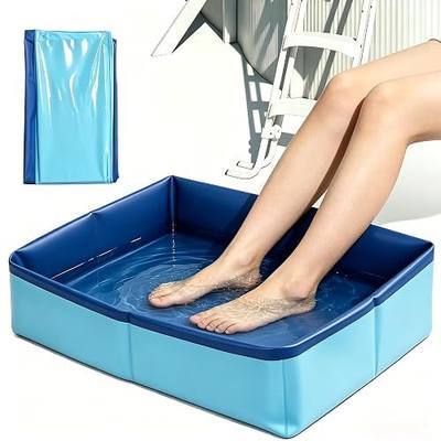 Collapsible Pool Foot Bath for Beach Foot Wash, No Installation 19.69" Portable Foot Bath Wash Basin for Above Ground Swimming Pools Entry, Beach Clean Feet Accessory, Square