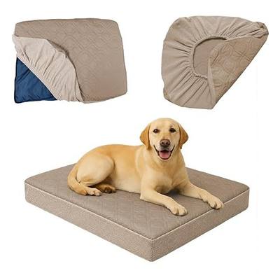 Dog Bed Cover Waterproof, Non-Slip Rectangular Pet Bed Protector for Dogs & Cats, Removable Washable Bed Sheet Replacement,44"x35"x8",Light Brown,1Pc,Cover Only