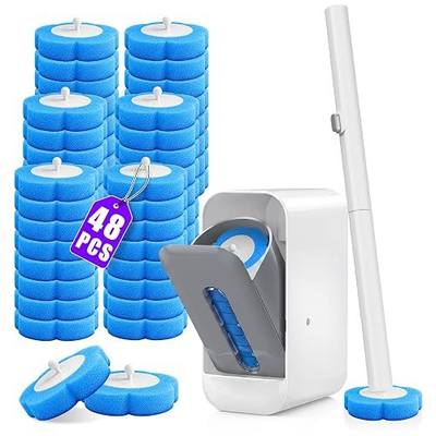 Disposable Toilet Brush-Toilet Bowl Cleaner Wand with 48 Refills | Wall Mounted Brush and Holder , Touch-Free for Deep Cleaning Bathroom