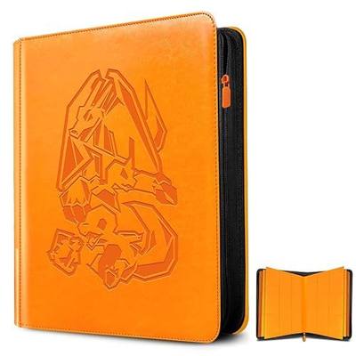 Ravaver Card Binder 9 Pocket, 360 Trading Cards, Label Slot, Orange | TCG Card Games Collection Holder Book Folder with Side-Loading Sleeves and Exclusive 3D Embossed Artwork