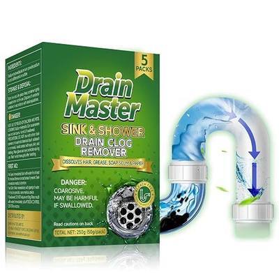 Drain Cleaner Hair Clog Remover, Drain Opener Deodorizer for Sink & Shower | 5 Pre-measured Packets, Dissolve Hair, Grease & Soap Scum, Septic Safe, Drain Unclogger for Kitchen, Bathroom tub & All Pipes
