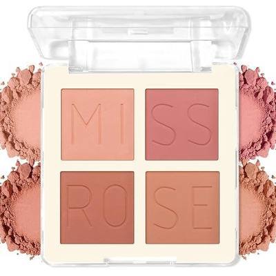4 Colors Blush Palette, Matte Pressed Powder Blush for Cheeks, Highly Pigmented, Silky Smooth, Blendable and Long Lasting Face Blush for Daily Wear and Travel, 03 Coral Pink