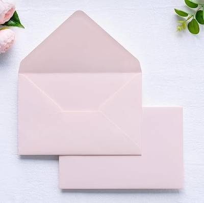 PONATIA A9 Envelopes, 5.75 x 8.75'' Invitation Mailing Envelopes, Thick Premium Large Envelopes for Weddings, Greeting Cards, Photos & Announcements, 5-3/4 x 8-3/4 Inches (Blush Pink)