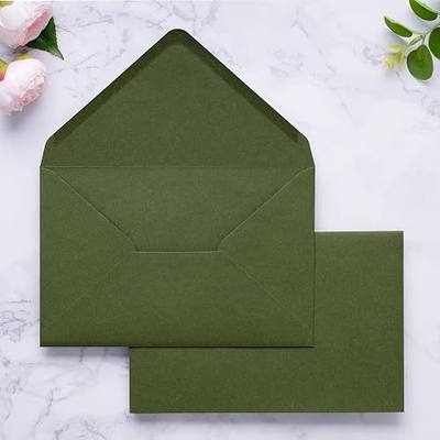 PONATIA A9 Envelopes, 5.75 x 8.75'' Invitation Mailing Envelopes, Thick Premium Large Envelopes for Weddings, Greeting Cards, Photos & Announcements, 5-3/4 x 8-3/4 Inches (Olive Green)