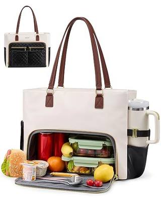 LOVEVOOK Lunch Bag for Women,Work Bag with Insulated Lunch Compartment with Large Cup Holder,15.6 Inch 3 in 1 Laptop Tote Bag for Teacher,Nurse,Travel,Casual,Office,Picnic