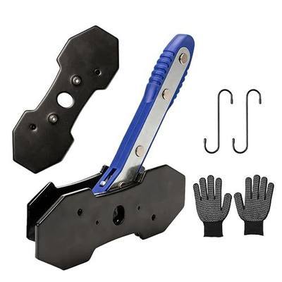 Brake Caliper Compression Tool, Ratcheting Caliper Piston Compressor Tool | for Single, Twin & Quad Pistons, Fits Cars/Trucks/SUVs, Includes 2 Hooks, 2 Steel Plates & Gloves