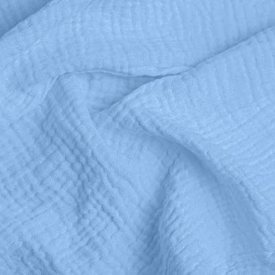 Double Gauze Cotton Fabric by the Yard, Cotton Muslin Fabric for DIY Craft & Sewing Material Like Dress, Towel, Bedding Sets, Cheesecloth, Boho Table Runner Fabric (Blue, 1 Yard)