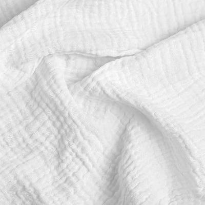 Double Gauze Cotton Fabric by the Yard, Cotton Muslin Fabric for DIY Craft & Sewing Material Like Dress, Towel, Bedding Sets, Cheesecloth, Boho Table Runner Fabric (White, 1 Yard)