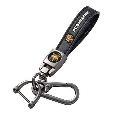 Genuine Leather Car Keychain for FC Barcelona UEFA Fans Key Chain for Men and Women Family Present Key Ring Accessories