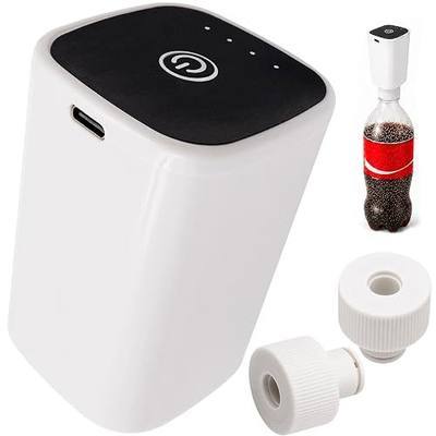 Fizz Keeper Pump USB Rechargeable Carbonation Saver for Soda Bottles, Includes 2 Reusable Caps Keeps Soft Drinks Fizzy and Bubbly, Fits Standard Carbonated Beverage Bottles