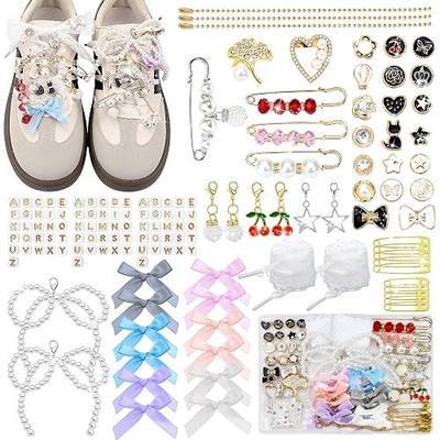 139 Pcs Shoe Charms for Sneakers, Junk Socks Charms Kit for Decorating | Shoe Decoration Charms with Letter Beads, Brooches and Pins for Women, DIY Accessories for Decorating Sneakers, Clothes, Bags