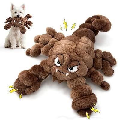 Furdog Squeaky Plush Dog Toy Interactive Chew Toys for Small Medium Dogs, Tough Crinkle Stuffed Animal Toys to Keep Them Busy, Brown Scorpion