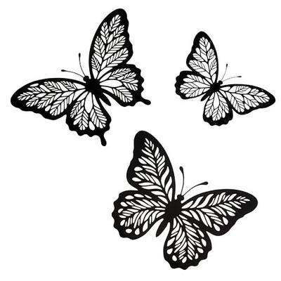 Tiz Tlloz Black Metal Butterfly Wall Decor Wall Sculptures Wall Art,3 Pcs | Iron Ornaments, Waterproof Rustproof, Indoor Outdoor Wall Hanging, Home Garden Patio Yard Fence Decoration