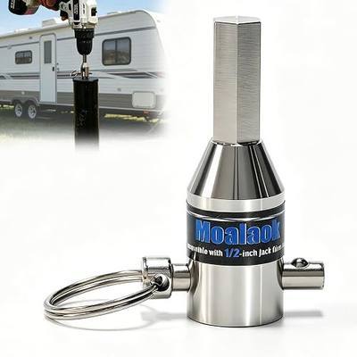 Trailer Jack Drill Adapter fit for 1/2 Inch Jack Drive Shaft, Stainless Steel Jack Bit Power Drill Attachment for Top Wind Crank Handle Like RV, Boat & Utility Trailers – Fast Lifting Tool