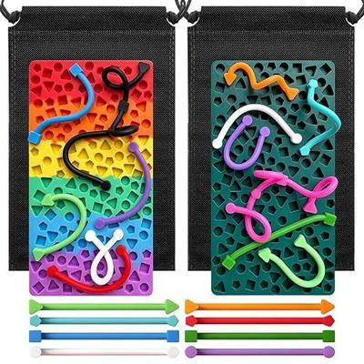 2 Pack Sensory Activity Board, Shape Matching Silicone Fidget Toy for Kids 3+, Quiet Airplane Travel Toy, Fine Motor Skills Toy, Birthday