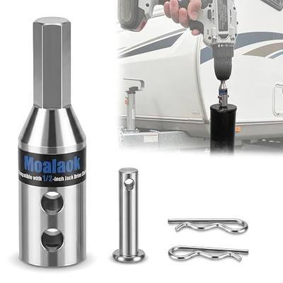 Trailer Jack Drill Adapter – 1/2 Inch Jack Drive Shaft,Heavy Duty Stainless Steel Power Drill Attachment for Top Wind Jacks, Compatible with RV, Boat & Utility Trailers – Quick Lift Tools