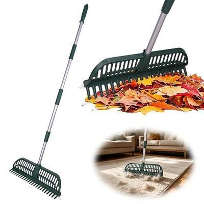Artificial Turf Rake, 18" Wide Head Double-Sided Turf Rake Brush with 35"-56" Adjustable Steel Handle – Turf Rake for Artificial Grass, Pet Hair, Leaves & Debris – Assembles in Seconds, See Guide