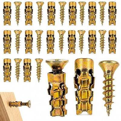 6×14mm Short Expansion Screw Set for Cabinet Hinge Repair and Stripped Thread Restoration, Secure Cabinet Door Fastening, Suitable for Tile Stone Wood and More (30pcs)