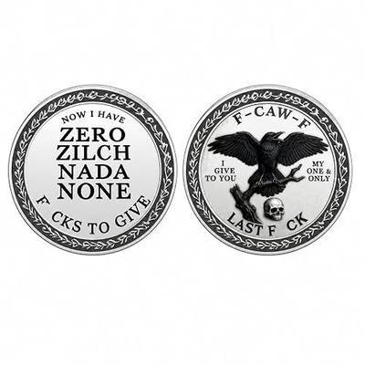 The F-CAW-F Coin, Funny Raven Challenge Coin for Those Who Laugh at Life and Give Zero F*CKS, Unique Adult Humor Gag Gift, Sarcastic Token for Friends(1pcs)