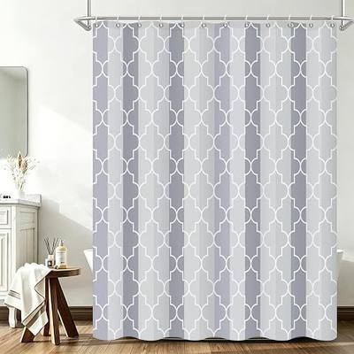 Light Grey Blue Geometric Shower Curtain, Waterproof Polyester Fabric, Fast Drying & Machine Washable with Hooks, for Bathroom Shower Stall or Hotel, 72" W x 72" L