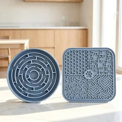 Dog Lick Mat for Anxiety Relief, Slow Feeder Bowl for Dogs & Cats, Silicone Lick Pad with Strong Suction Cups for Pet Grooming, Bath, Tooth Cleaning, Distraction and Calming, Blue
