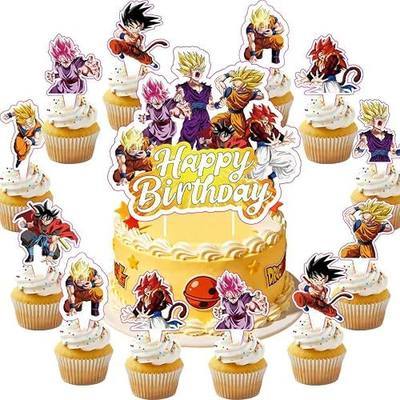 25Pcs For Dragon Cake Decorations with 24pcs Cupcake Toppers, 1pcs Happy Birthday Cake Topper, Cartoon Themed Party Supplies, Perfect for Birthday Party Decorations