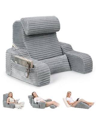 Foldable 5PCS Reading Pillow for Bed, Grey, 19” | 2 in 1 Bed Pillow for Sitting Up, Back Pillow with Arms, Wedge Pillow for Watching TV, Reading, Gaming, Post Surgery, Nursing
