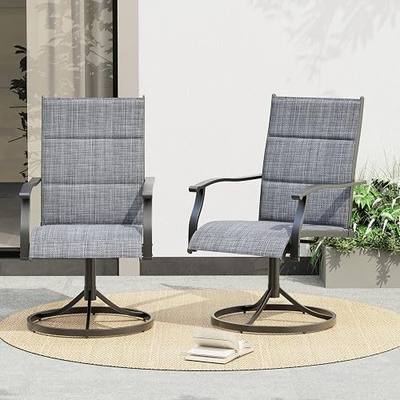 Mdeam Patio Swivel Chairs Set of 2, 360° Swivel, 15° Rocking, Outdoor Dining Chairs with Padded All Weather Quick-Drying Textilene High Back & Metal Frame for Lawn Balcony Porch Garden Backyard, Grey | All Weather Quick-Drying Textilene High Back & Metal Frame, Outdoor Dining Chairs for Lawn Balcony