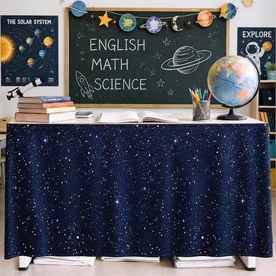 Tiamon 6 FT Night Sky Table Skirt for Teacher Galaxy Teacher Desk Skirt Classroom Decor Night Sky Table Skirts Back to School Decor for Back to School Supplies Office Bookcase Cabinet Decorations