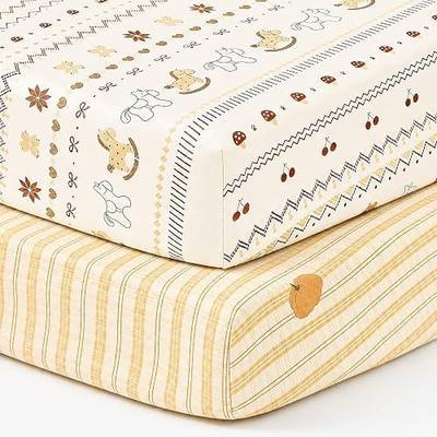 Baby Crib Sheets for Boys Girls, 2 Pack for Standard Crib and Toddler Mattress, Super Soft Baby Sheet, Fitted Crib Sheet for Boys Girls
