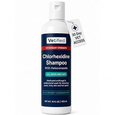 Chlorhexidine Shampoo 16 fl oz - NDC: 86247-002-16 | Vet-developed skin infection support. Pair with Vetified Chlorhexidine Spray for best results.