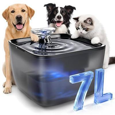 Pet Water Fountain for Large Dogs & Cats, 7L/1.84Gal, Quiet Automatic Pump | Large dog water bowl dispenser for multi-pet households,easy to clean,visible water level, no spill, recirculating system