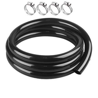 Black PVC Tubing 3/4" ID x 1" OD - 10 ft Black Vinyl Tubing with 4 Stainless Clamps, Low Pressure Flexible PVC Tube, Lightweight Plastic Vinyl Hose for Pond Fountain Garden Waterfall.