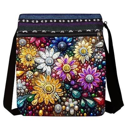 LSQFS DIY Diamond Painting Crossbody Bag, Diamond Art Kits for Adults, Colorful Floral Gem Art Purse, Craft Kits for Women with Adjustable Strap