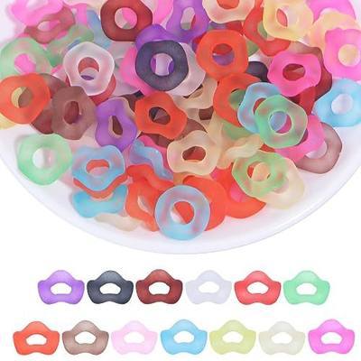Forise 100 Pcs Large Hole Wavy Spacer Beads for Beaded Pens | 16mm Colorful Acrylic Spacer Beads for DIY Jewelry Making, Kids Crafts Bracelet Necklace