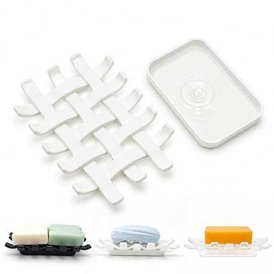 1 Pack Plastic Bar Soap Dish for Shower, White Draining Shampoo & Conditioner Soap Bar Holder, Double-Layer Drainage Soap Stand with Drip Tray for Bathroom, Shower Niche/Shelf, Kitchen Counter