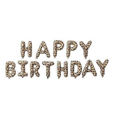 Leopard Print Happy Birthday Letters Decorations Balloon 16Inch Cheetah Letter Foil Balloons For Girls Women Bachelorette Wedding Baby Shower Birthday Party Supplies