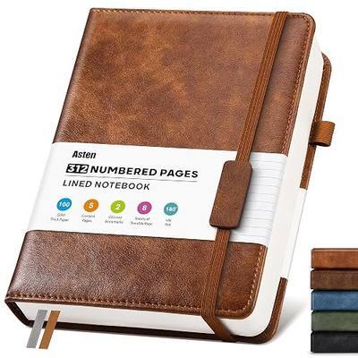 Lined Hardcover Leather Journal Notebook: A5 Journal for Women Men, Brown | 312 Numbered Pages & Content, 100GSM Thick Paper, College Ruled Journals Note Book for Business Work Writing Diary