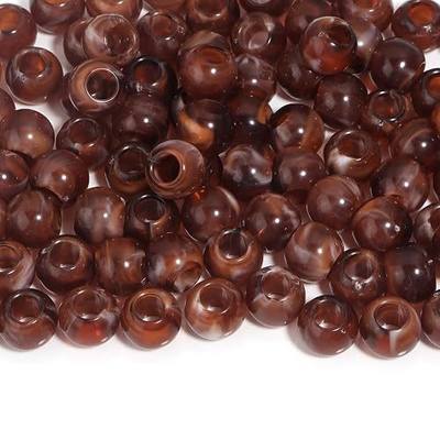 160 PCS Round Acrylic Big Hole Beads with Storage Box, 12x9mm Multicolor Loose Spacer Beads with 5.5mm Large Hole, DIY Jewelry Beads for Hair, Necklace, Bracelet, Earring Craft Making,Amber