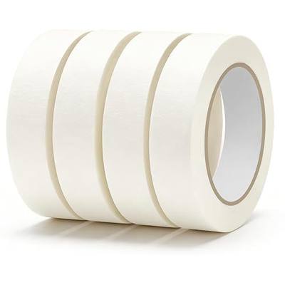 NUITPY 4 Rolls White Masking Tape, 1 Inch × 220 Yards Total White Painters Tape, Writable Paper Tape, Multi-Surface Artist Tape for Painting, Wall, Labeling, Home & School Projects