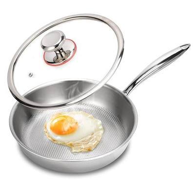 8" Titanium Pans for Cooking,Pure Healthy Titanium Frying Pan | Non-Toxic PFAS/PFOA/PTFE Free Titanium Hammered Cookware with Lid for Even Heating, Induction Compatible Oven & Broiler Safe