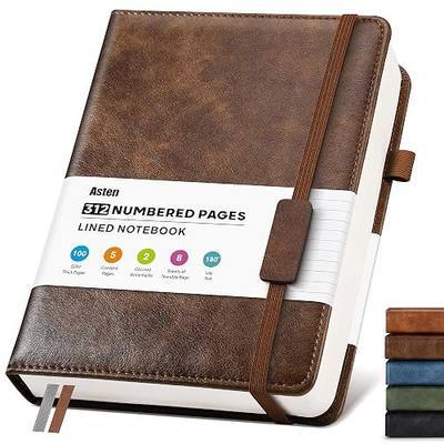 Lined Hardcover Leather Journal Notebook: A5 Journal for Men, Dark Brown | 312 Numbered Pages & Content, 100GSM Thick Paper, College Ruled Journals Note Book for Business Work Writing Diary