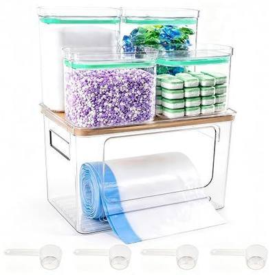 5-in-1 Trash Bag Dispenser, Laundry & Dishwasher Pods Storage Container | Space-Saving Under Sink Garbage Bag Dispenser for 13/30/33 Gallon Bags & Laundry Room Storage. Home Organization Must Haves!