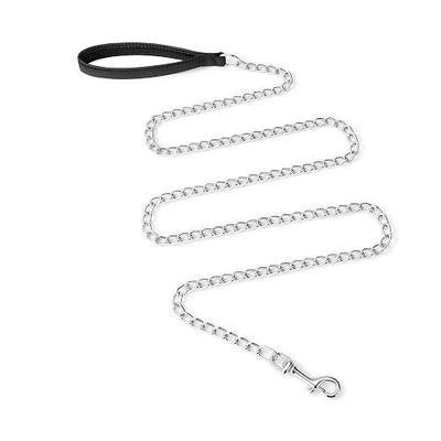 Heavy Duty Dog Chain Leash, 4 FT Metal Dog Leash with Soft Padded Handle, Rust Resistant Training Leash for Medium & Large Dogs 4FT. x 3.0 mm